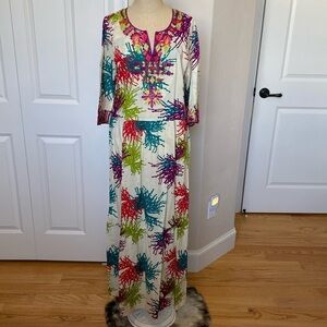 Bahrain Asian Inspired Maxi dress Womens S lightweight embroidery island style